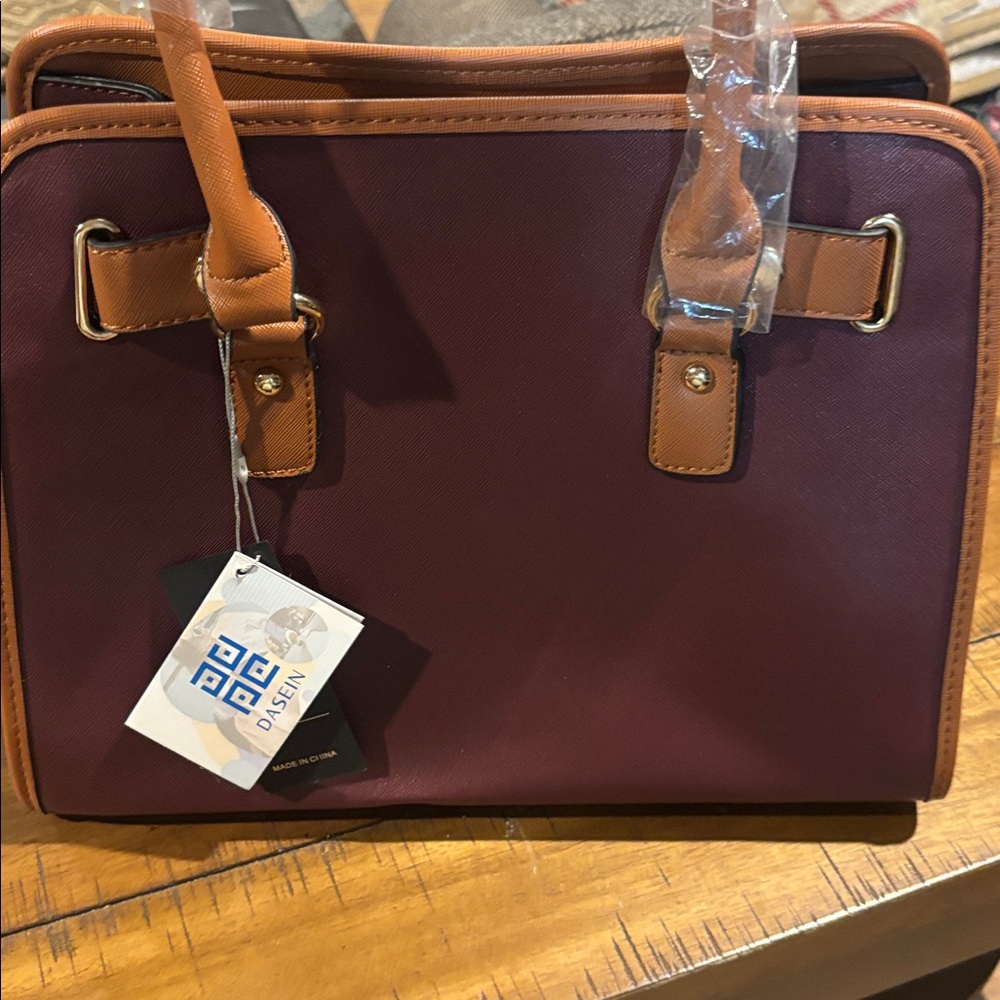 DASEIN NWT Dark Maroon and Brown Shoulder Purse/ Handbag. - Picture 7 of 11